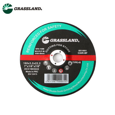 Disques de coupe de pierre en résine 180 mm Diamètre 3,2 mm Épaisseur 22,2 mm Taille du trou Compatible avec les broyeurs à angle à grande vitesse